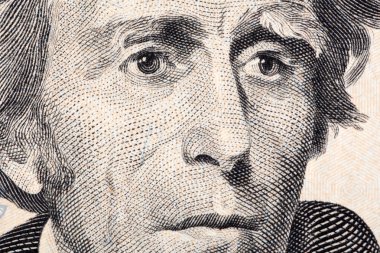 Andrew Jackson a close-up portrait clipart