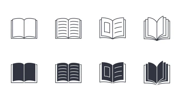 Open Book Vector Icons Editable Stroke Magazine Brochure Storytelling Reading — Stock Vector