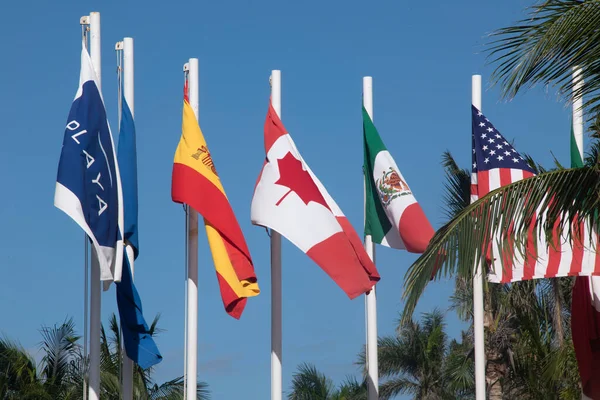 National Flags United States Spain Mexico Canada Italy Europe Flying — Stock Photo, Image