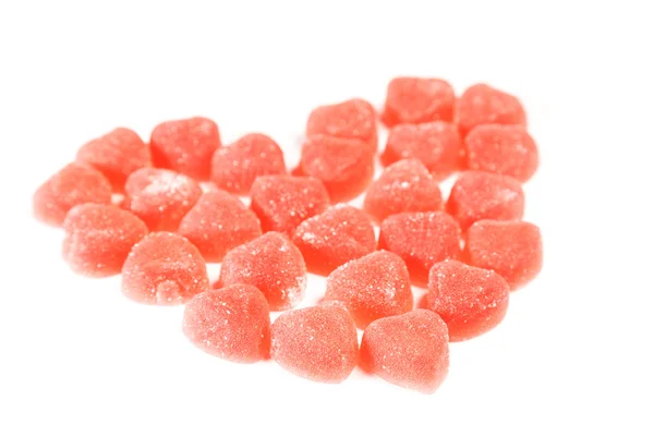 Červené ovoce candy v podobě srdce — Stock fotografie
