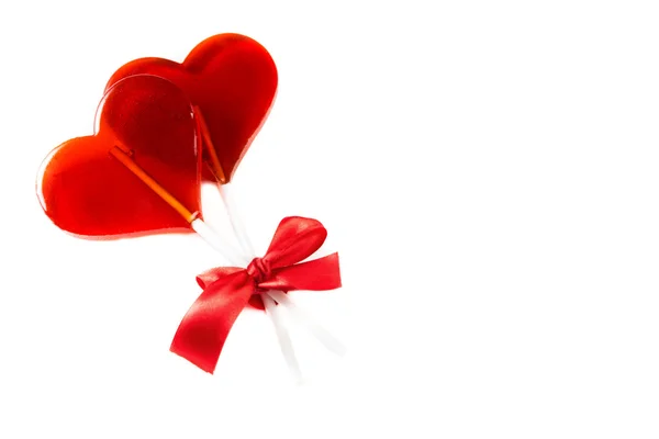 Symbol Valentinstag: Lutscher mit Schleife — Stockfoto