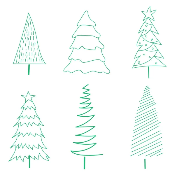 Doodle Arbres Noël Clipart Numérique — Image vectorielle