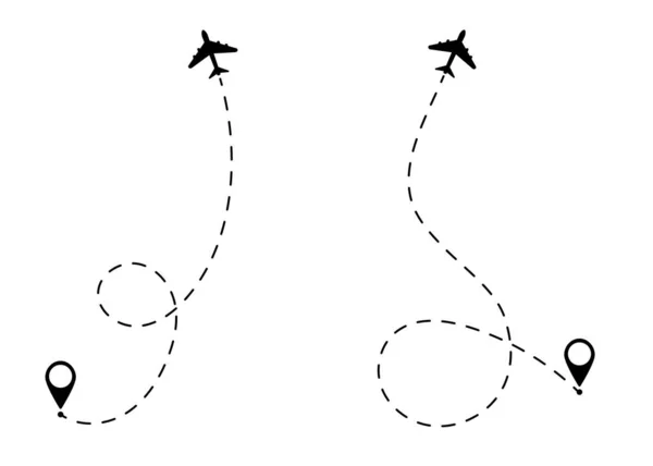 Концепція Подорожі Літаком Картами Gps Точками Піктограма Лінійного Шляху Концепція — стоковий вектор
