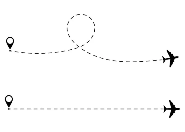 Концепція Подорожі Літаком Картами Gps Точками Піктограма Лінійного Шляху Концепція — стоковий вектор