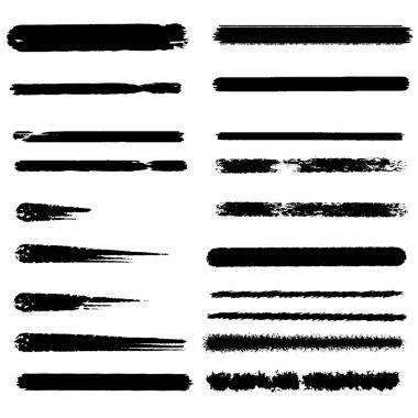 Elle boyanmış mürekkep fırçası darbeleri. Grunge fırçaları ayarlandı.
