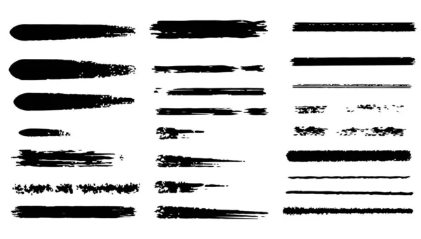 Hand Painted Ink Brush Strokes Grunge Brushes Set — Stock Vector