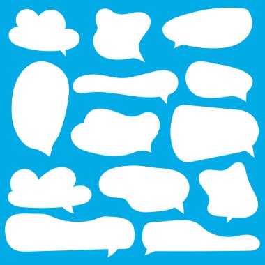 Mesaj yorumları sohbet kutusu. Konuşma baloncukları, mesaj kutuları ve çizgi roman sohbetleri koleksiyonu. Konuşma baloncukları vektör kümesi.