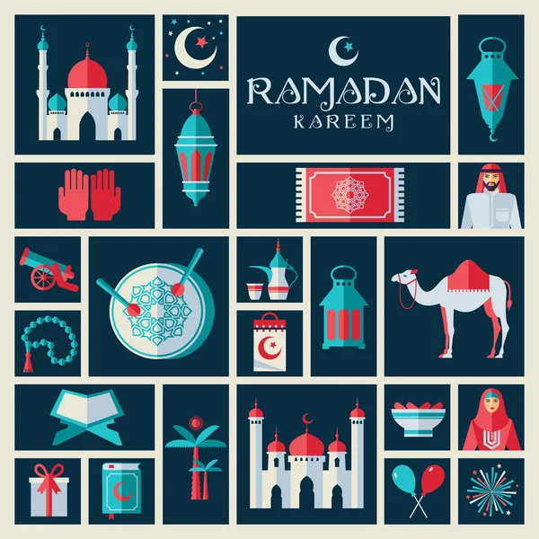 Ramazan Kareem Icons set — Stok Vektör