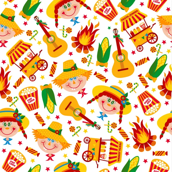 Iconos del festival del pueblo de Festa Junina — Vector de stock