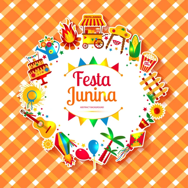 Iconos del festival del pueblo de Festa Junina — Vector de stock