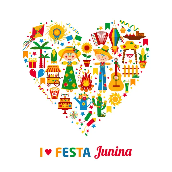 Festa Junina Köyü festival simgeler — Stok Vektör