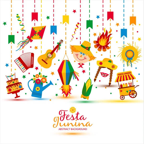 Festa Junina ícones do festival da aldeia — Vetor de Stock