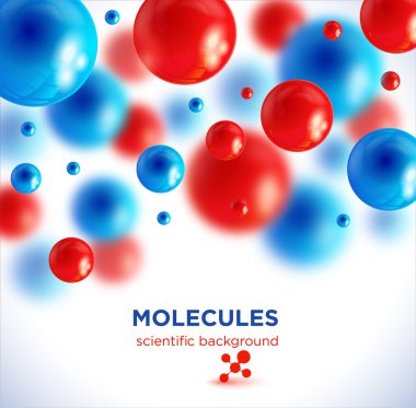 Mavi ve kırmızı molekülleri, arka plan