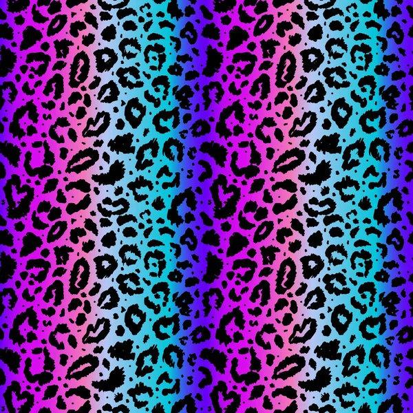 Vector seamless pattern with colored leopard print. Animal print. Cheetah print on neon background. — Stock Vector