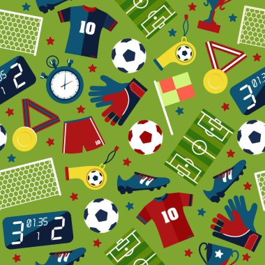 Yeşil arkaplanda vektör düz desenli spor futbolu .