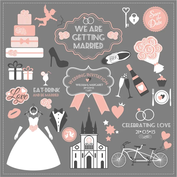 Conjunto de iconos de boda — Vector de stock