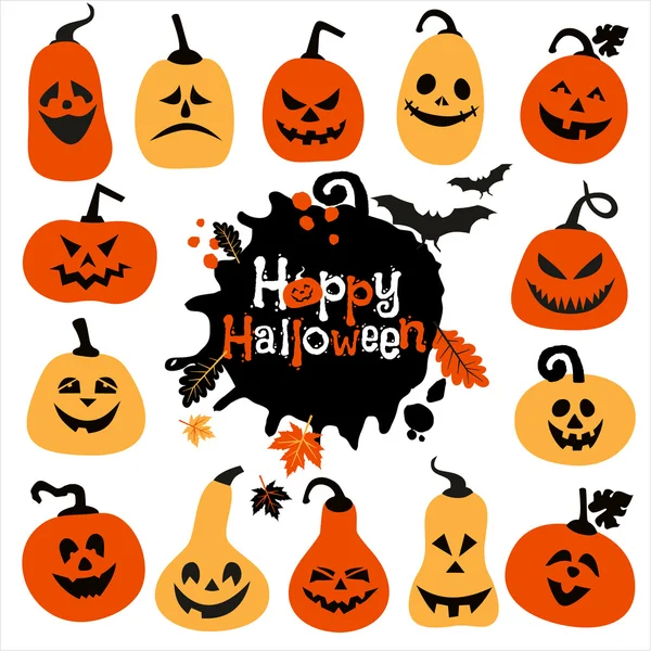 Ensemble d'icônes Halloween de citrouilles . — Image vectorielle