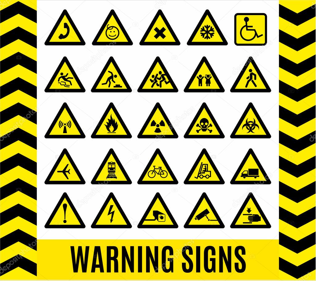 Warning signs set.