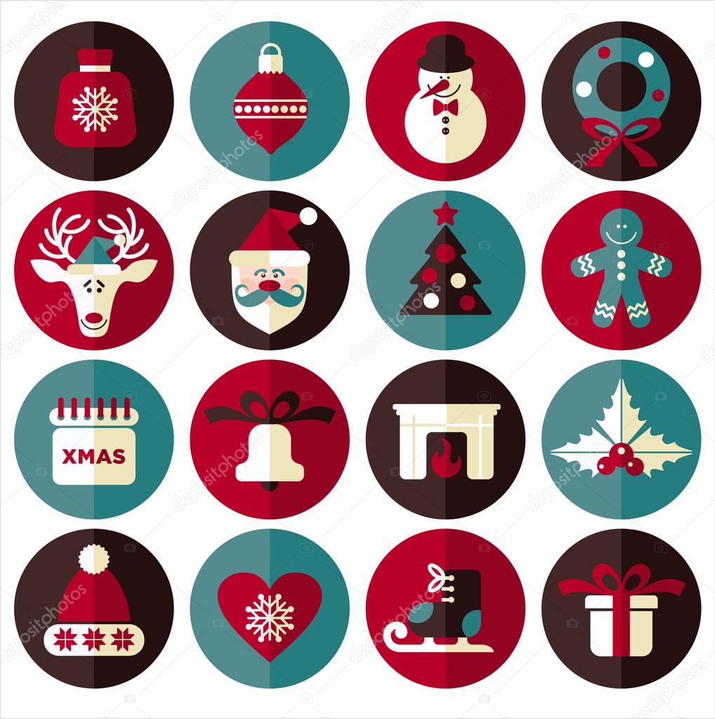 Christmas design icons set.