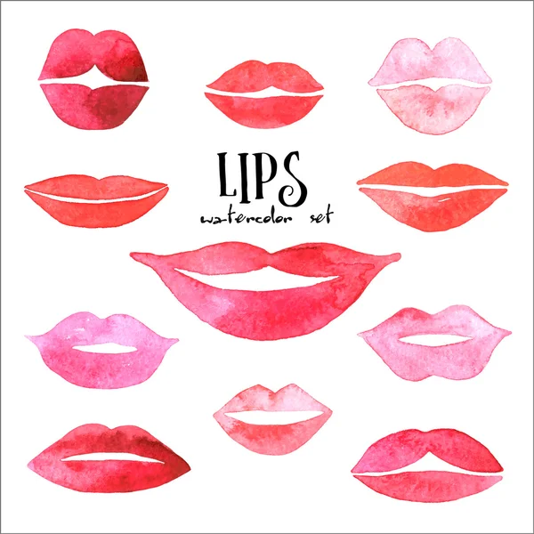 Watercolor lips — Stock Vector