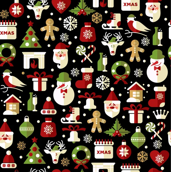 Patrón de Navidad sin costuras de iconos . — Archivo Imágenes Vectoriales