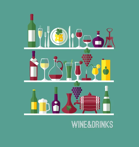 Vino fondo plano — Vector de stock