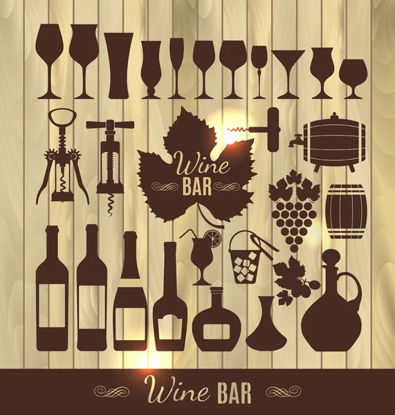 Wine set icons — Stock Vector