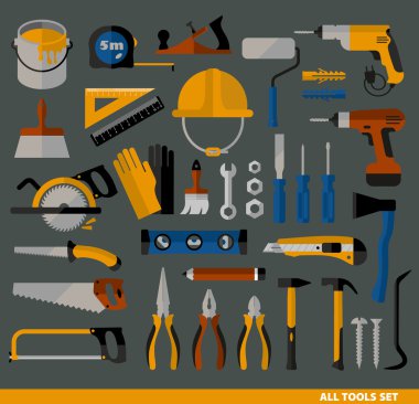 Buildings tools icons set. clipart