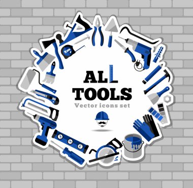 Buildings tools icons set. clipart