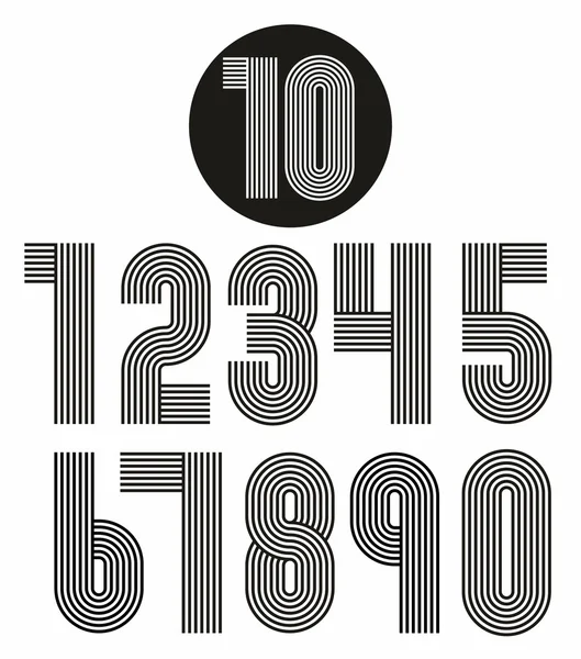 Bandes rétro numéros funky ensemble — Image vectorielle
