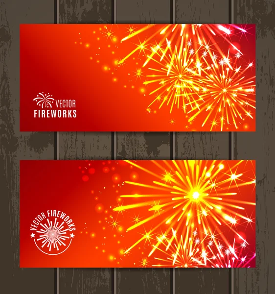 Banners set of Fireworks — Stock Vector