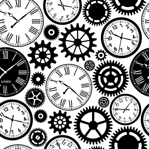 Clock seamless pattern — Stock Vector
