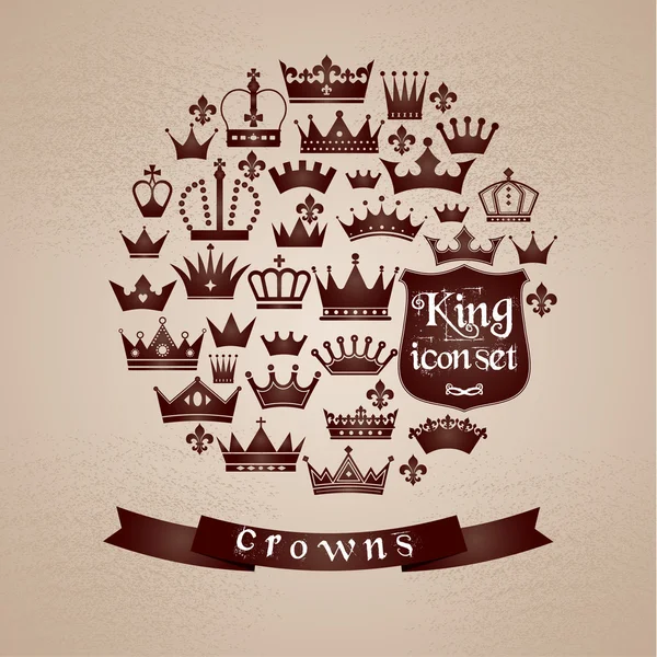 Crowns vintage set — Stock Vector