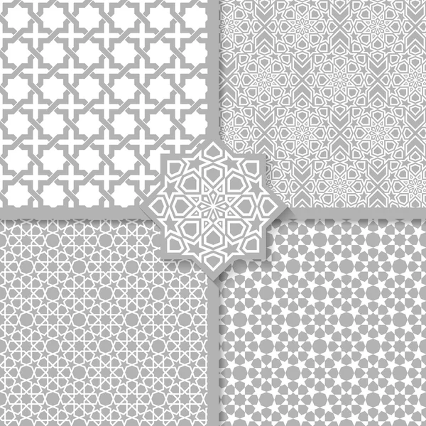 Ensemble de motifs islamiques sans couture — Image vectorielle
