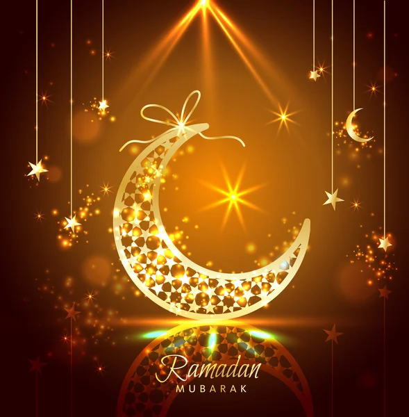 Ramadan kareem uroczystości okolicznościowe karty ozdobione księżyce — Wektor stockowy