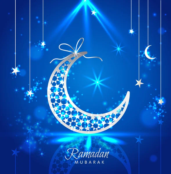 Ramadan kareem uroczystości okolicznościowe karty ozdobione księżyce — Wektor stockowy