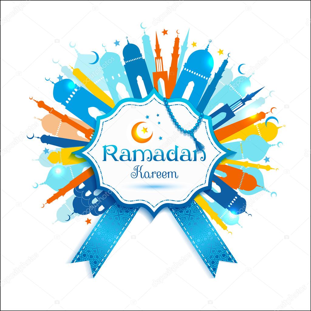 Illustration arabic ramadan kareem frame, design celebratory illustration with  mosgue