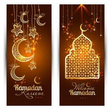 Arabic ramadan kareem banners clipart