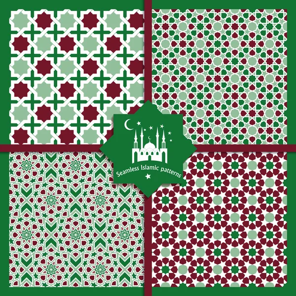 Seamless Islamic color patterns set — Stock Vector