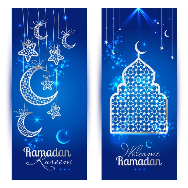 Ramadã Kareem celebração saudação banners — Vetor de Stock