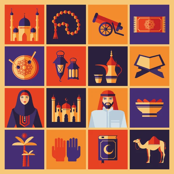 Ramadan Kareem icons  of Arabian. — Stock Vector