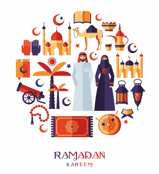 Ramadán Kareem iconos de Arabia — Vector de stock