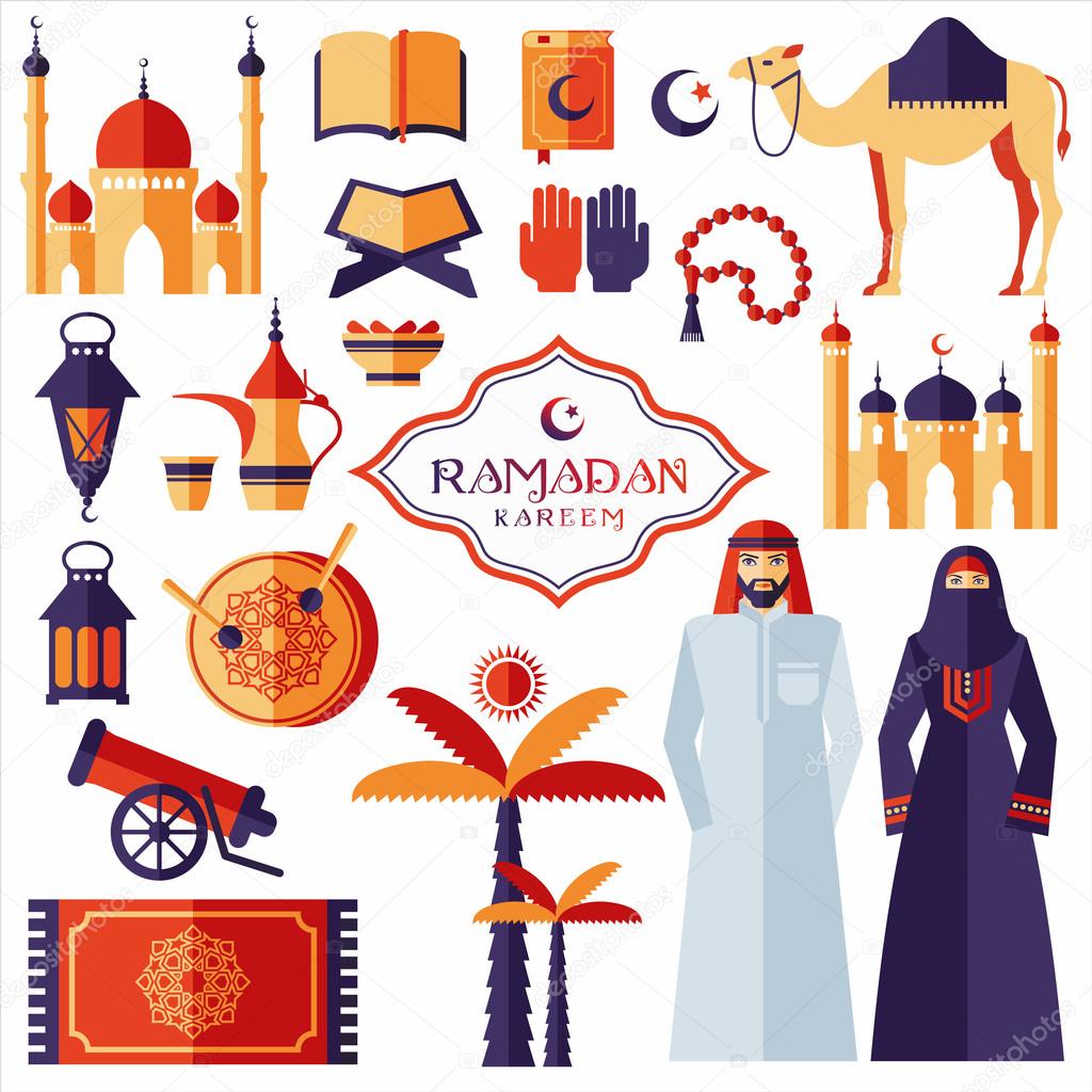 Ramadan Kareem icons  of Arabian