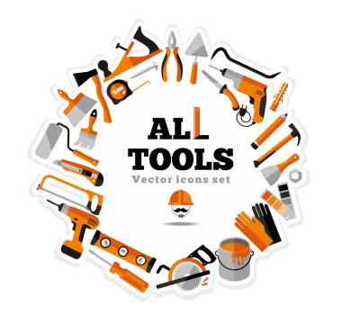 Building tools icons set clipart