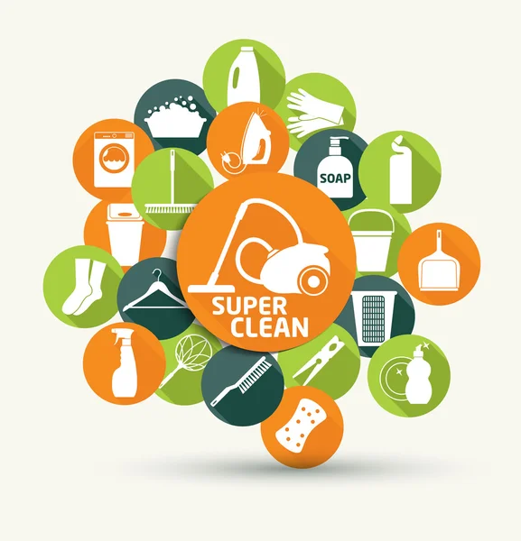 Cleaning icons set. — Stock Vector