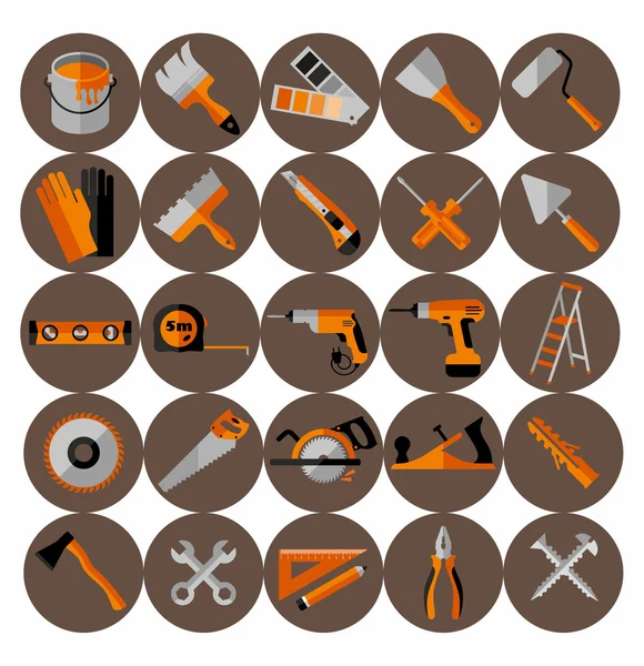 Bâtiments outils icônes ensemble . — Image vectorielle