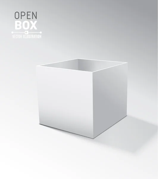 Серый открытый ящик с реалистичными тенями — стоковый вектор