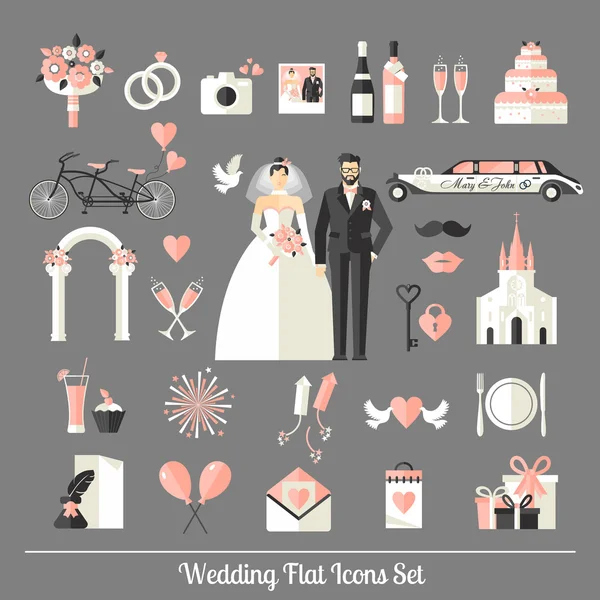 Conjunto de símbolos de boda . — Vector de stock