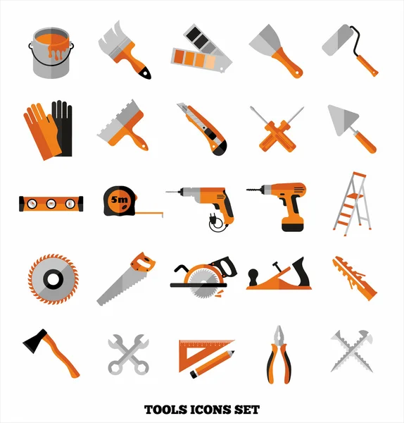 Edificios herramientas iconos conjunto . — Vector de stock