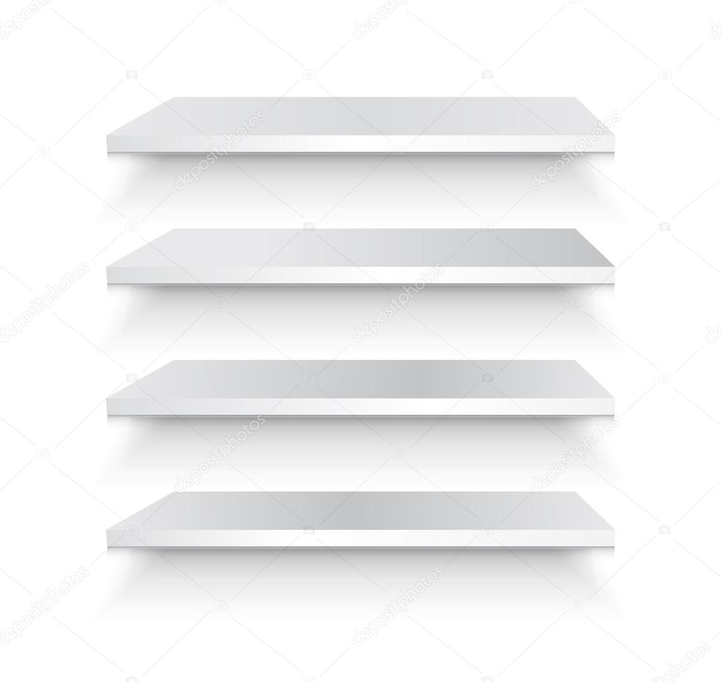 Empty white shelf vector illustration